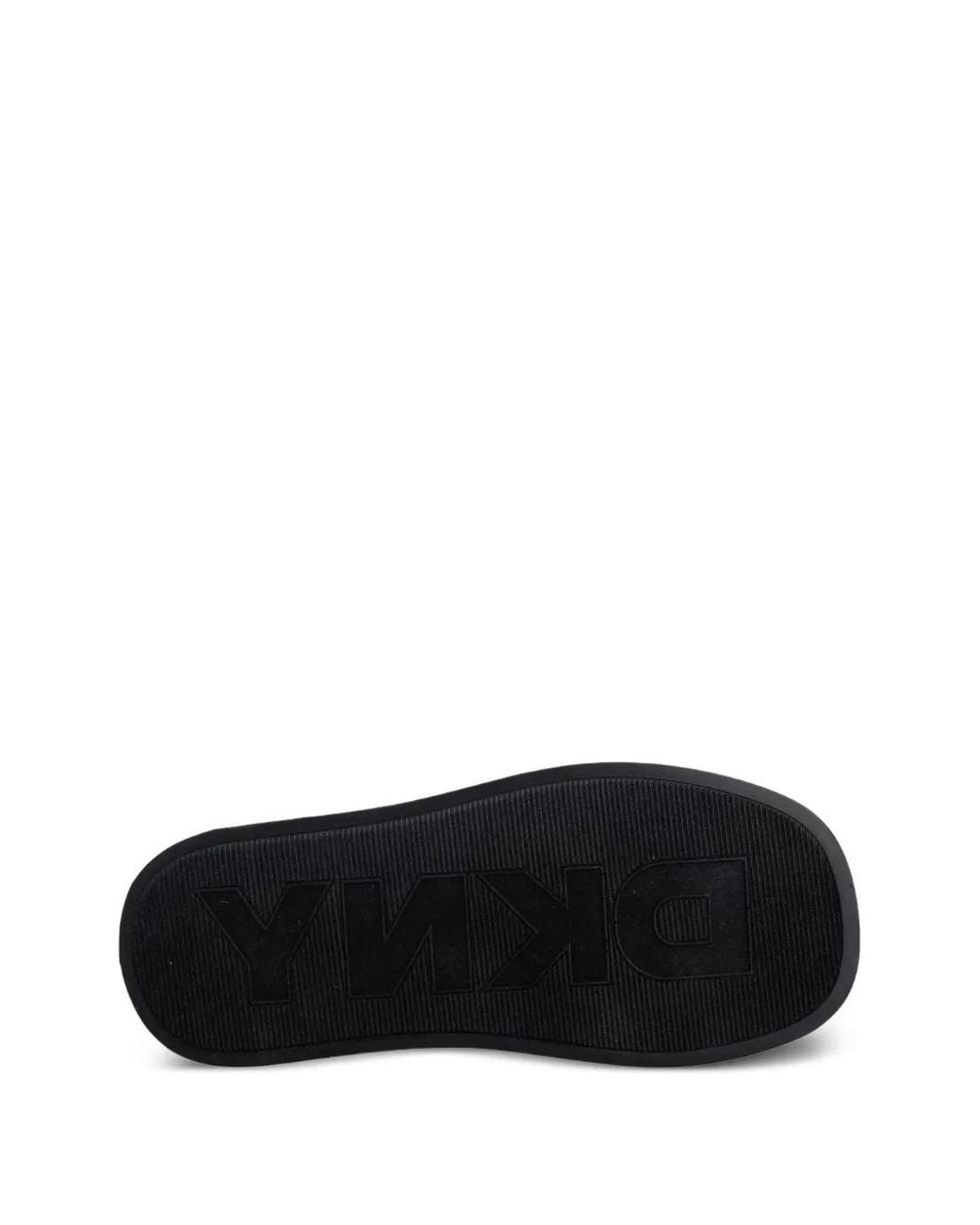 DKNY Black Logo-Patch Woven Flat Sandals