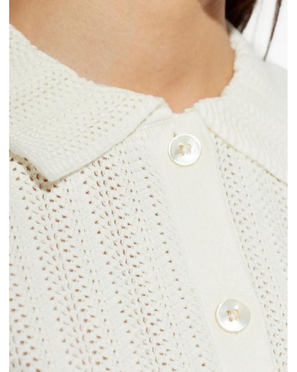 Paul Smith White Zigzag-Pattern Crochet Shirt