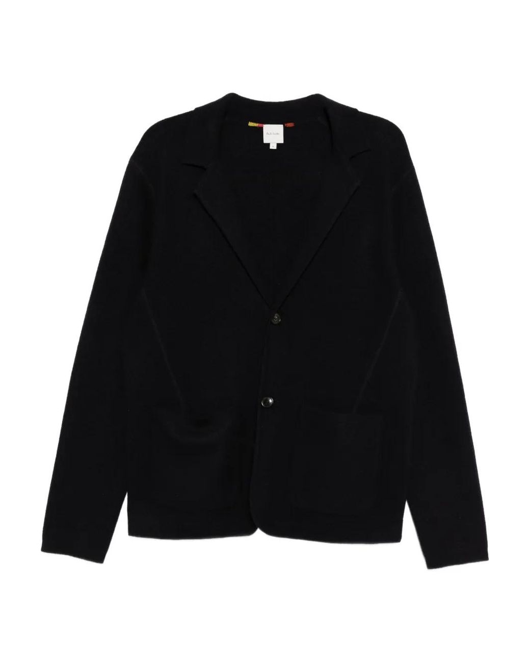 Paul Smith Black Merino Wool Knitted Cardigan Blazer for men