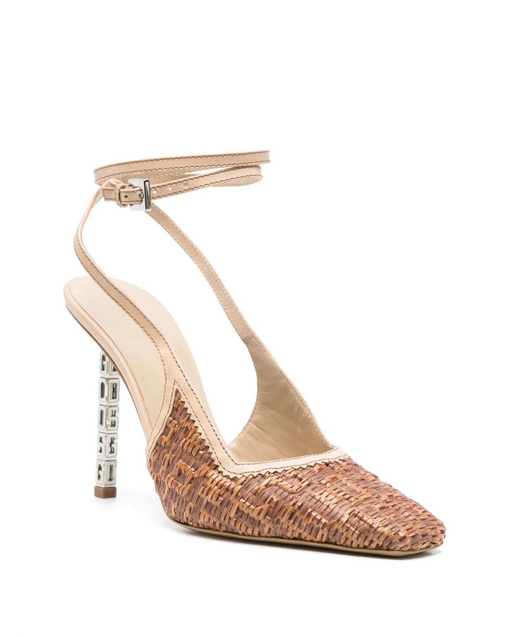 Gcds Pink 100Mm Cube Monogram-Raffia Pumps