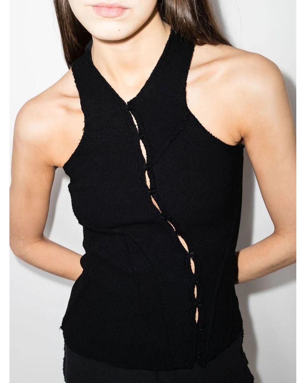 TALIA BYRE Black Button-Up Asymmetric Vest