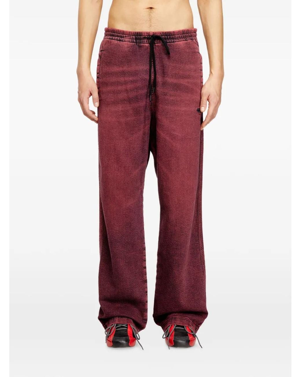 DIESEL Red Relaxed D-Martyans Track Pants for men