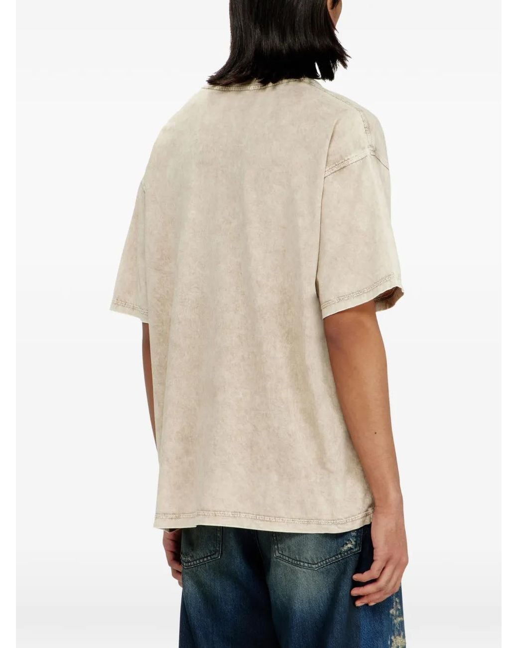 DIESEL White Logo-Patch Cotton T-Shirt for men