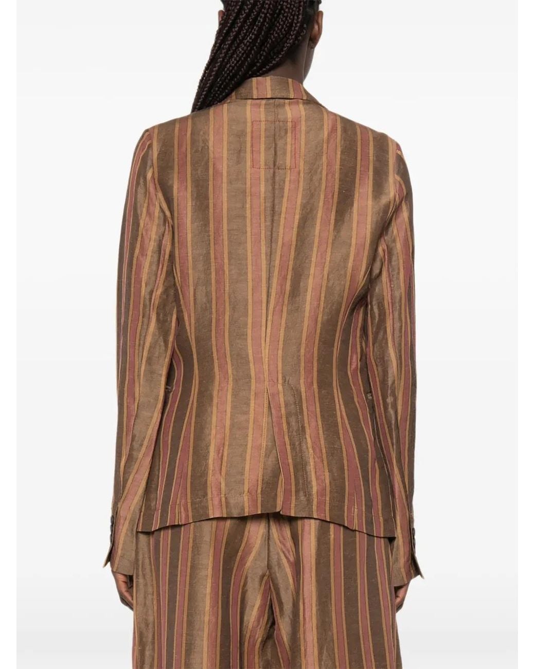Uma Wang Brown Karon Striped Single-Button Blazer