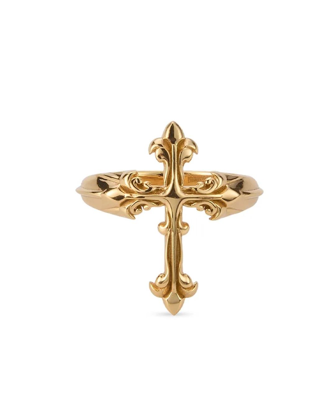 Emanuele Bicocchi Metallic Statement-Ring Mit Lilienkreuz