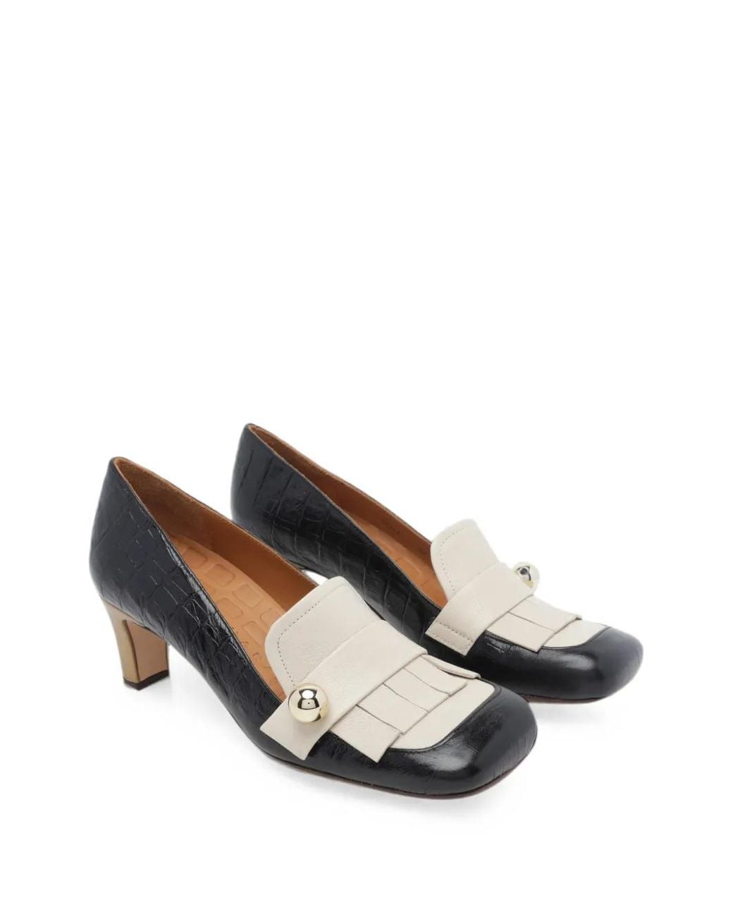 Chie Mihara Black Shimone Croc-Effect Pumps