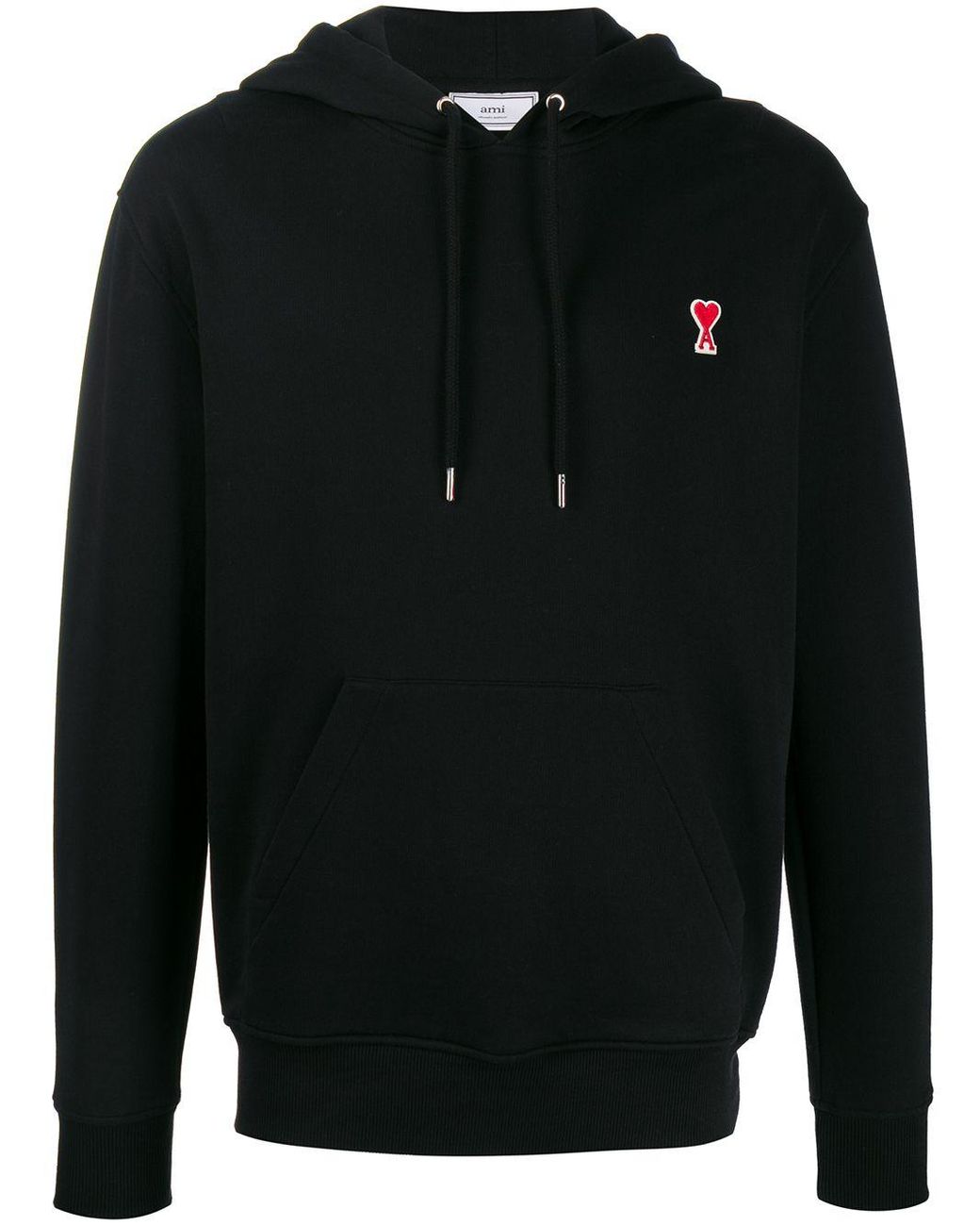 AMI Cotton De Coeur Patch Hoodie in Black for Men - Lyst