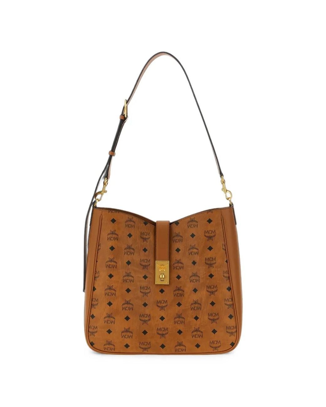 MCM Brown Large Tracy Visetos Shoulder Bag