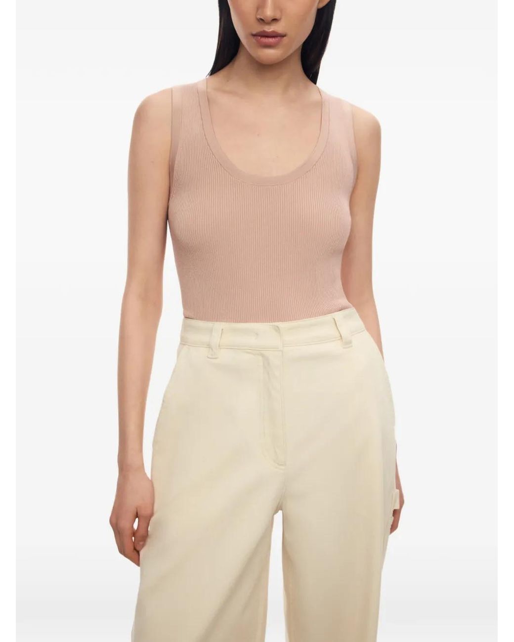 12 STOREEZ Pink Zoe Ribbed Tank Top