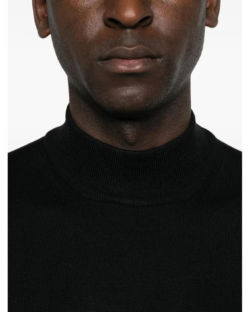 Tagliatore Black High-Neck Fine-Knit Sweater for men