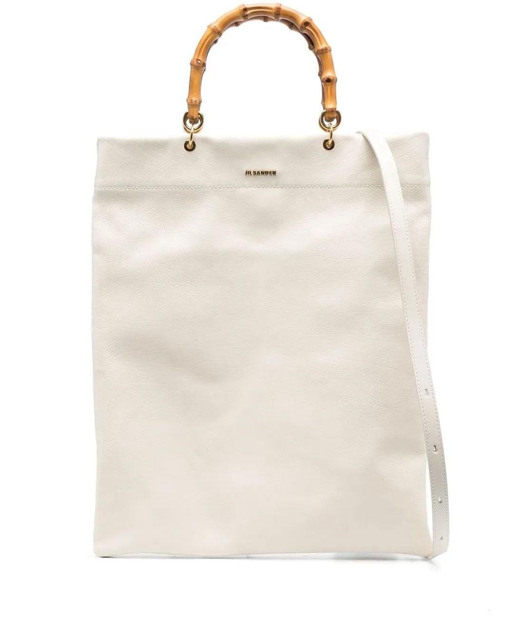 Jil Sander Natural Bamboo-Handle Leather Tote Bag