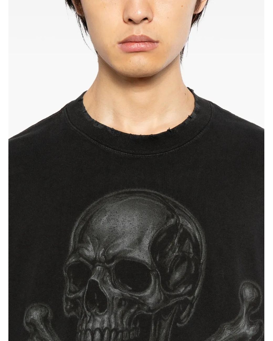 WARMAN Black Skull Printed T-Shirt for men