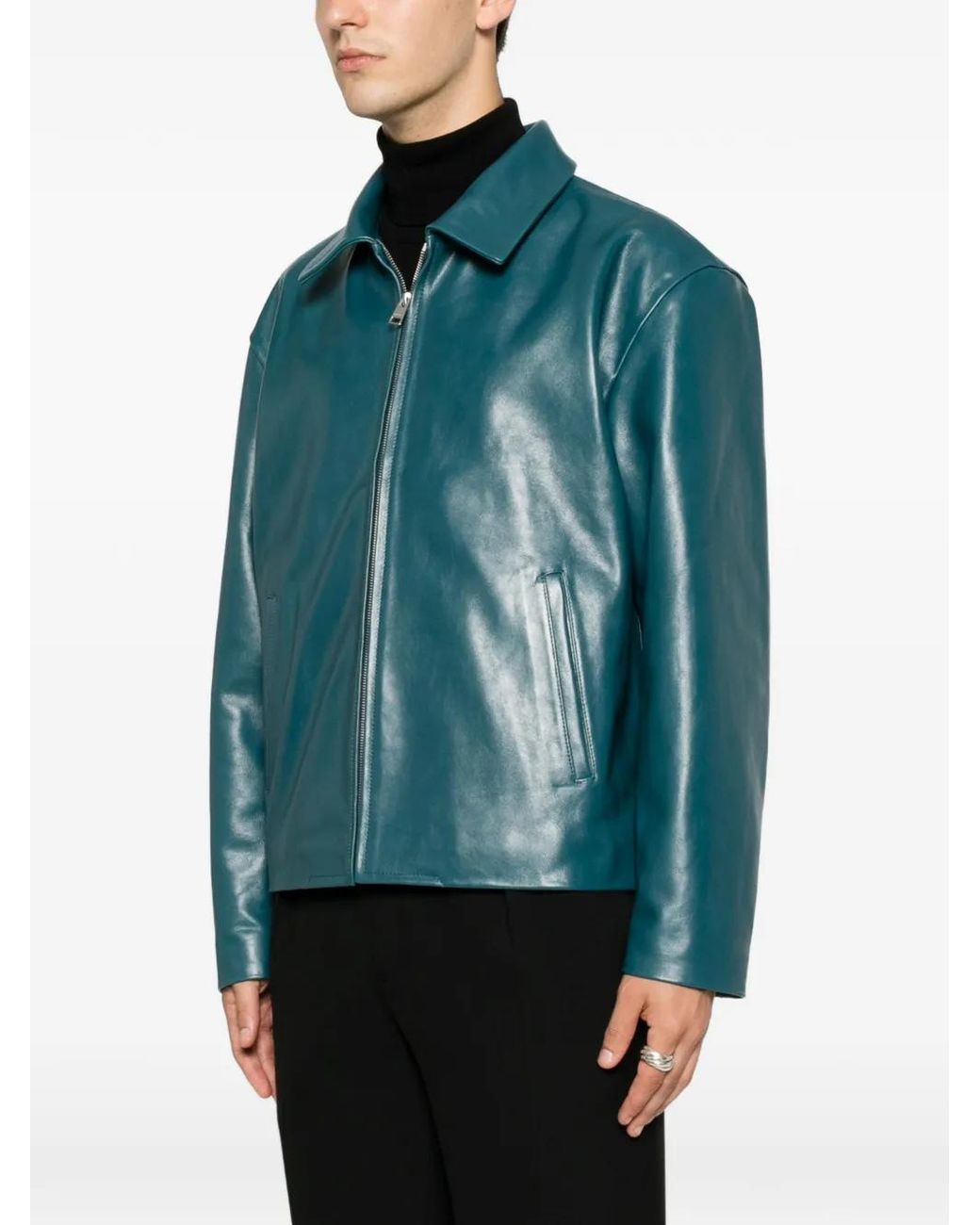 Sandro Blue Leather Jacket for men
