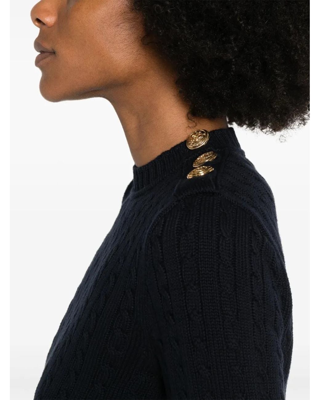 Chloé Black Cotton Sweater Golden Braids