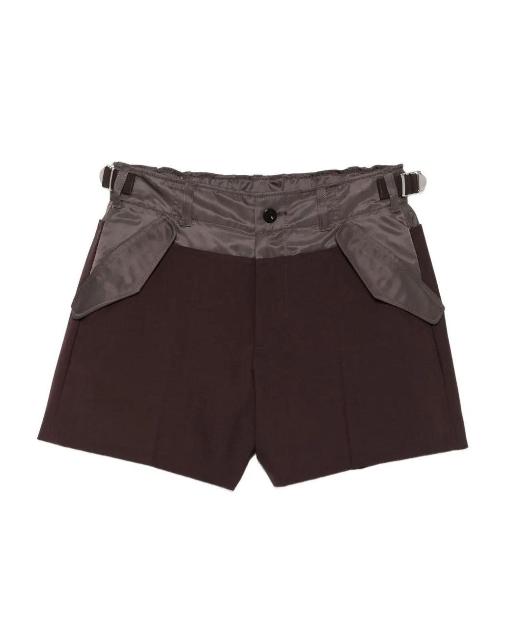 Sacai Brown Panelled Tailored Shorts