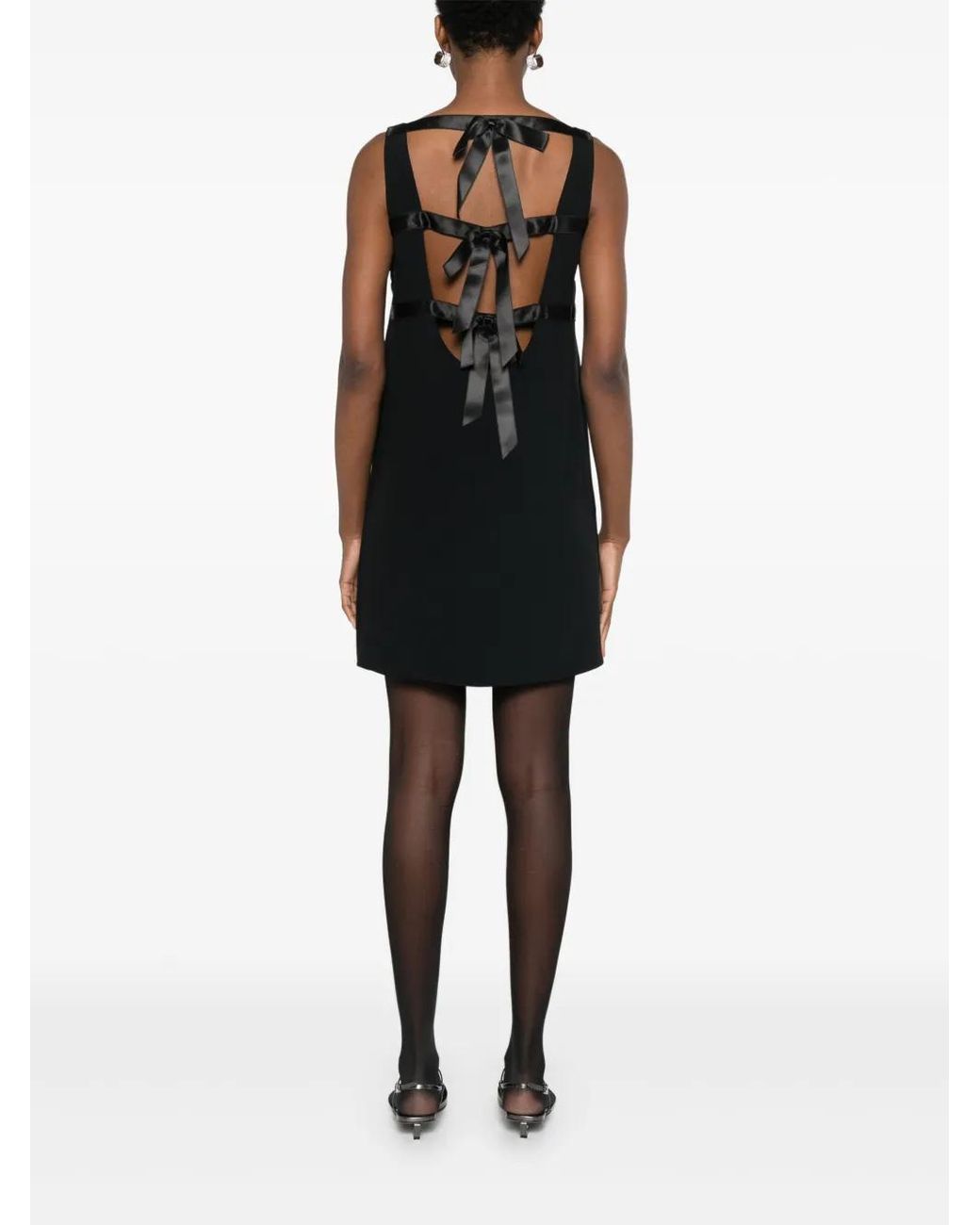 Prada Black Triangle-Logo Mini Dress