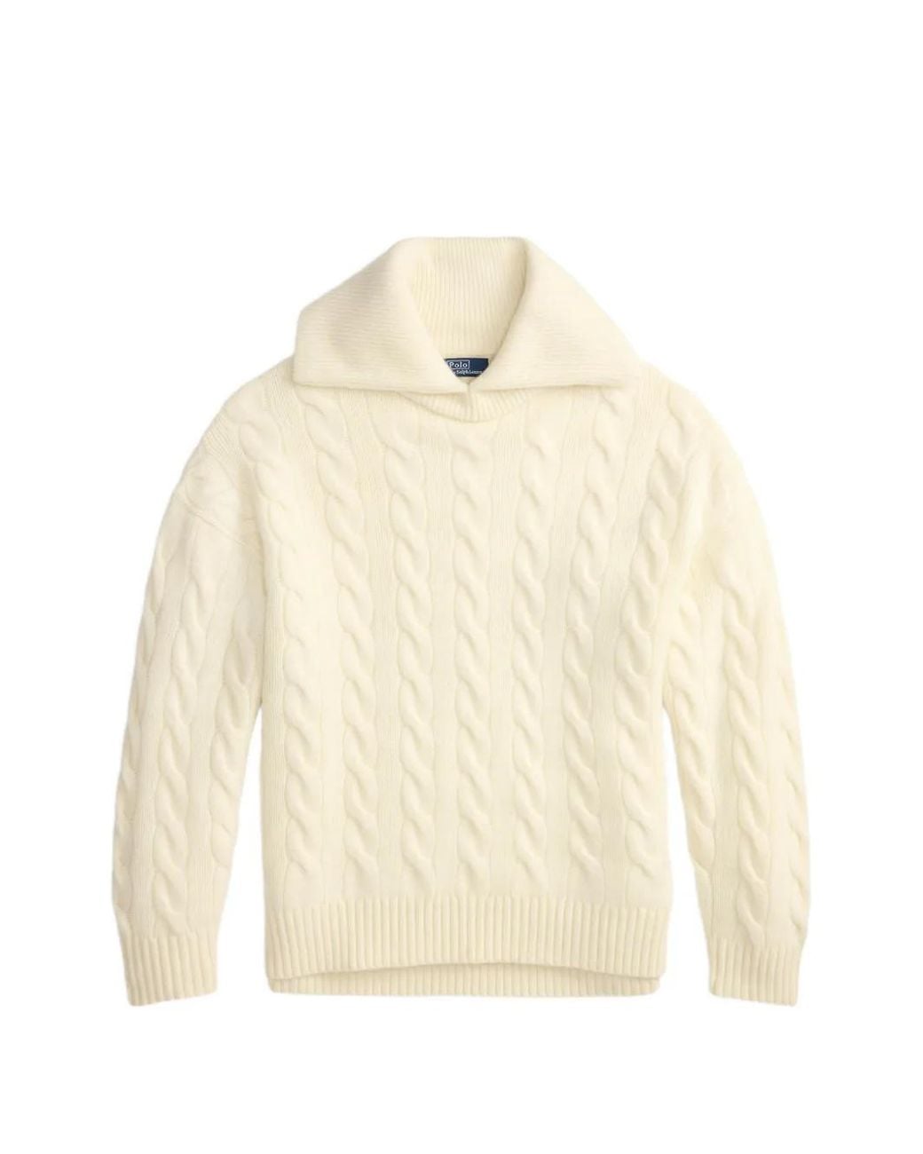 Polo Ralph Lauren White Cable-Knit Collar Sweater