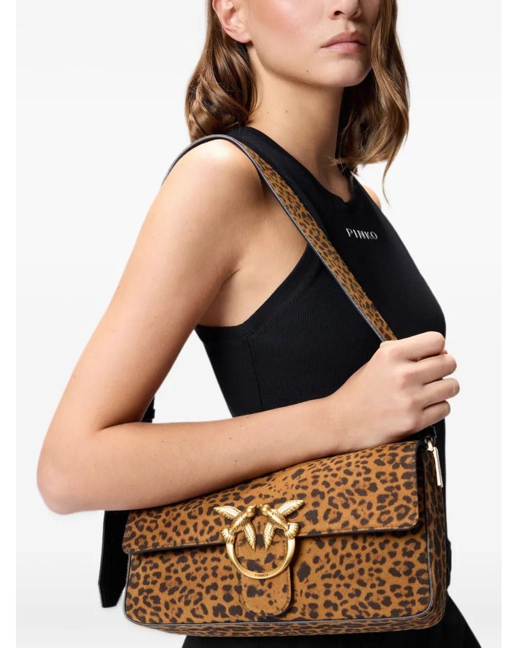 Pinko Brown Leopard-Print Tote Bag