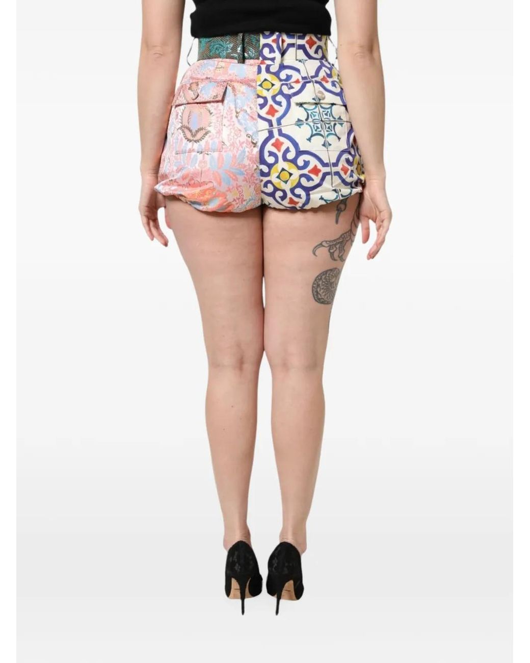 Dolce & Gabbana Natural Patchwork Jacquard Shorts
