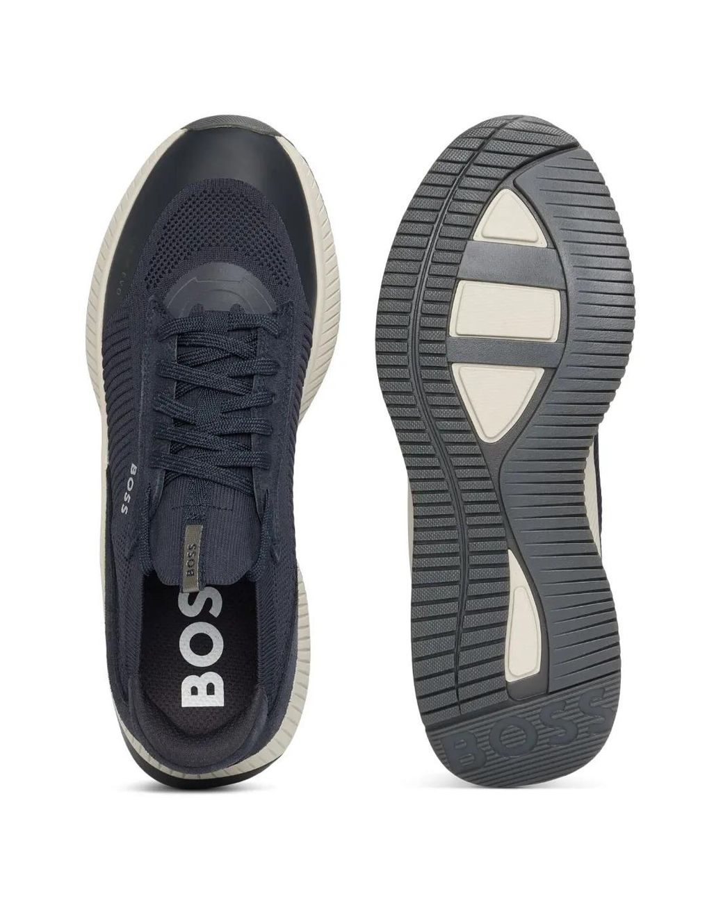 Boss Blue Ttnm Evo Trainers With Knitted Uppers And Suede Trims for men