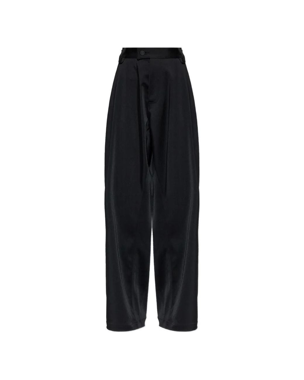 The Mannei Black Pleated Wide-Leg Trousers
