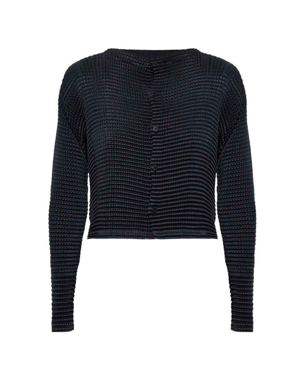 Issey Miyake Black Pleated Cardigan