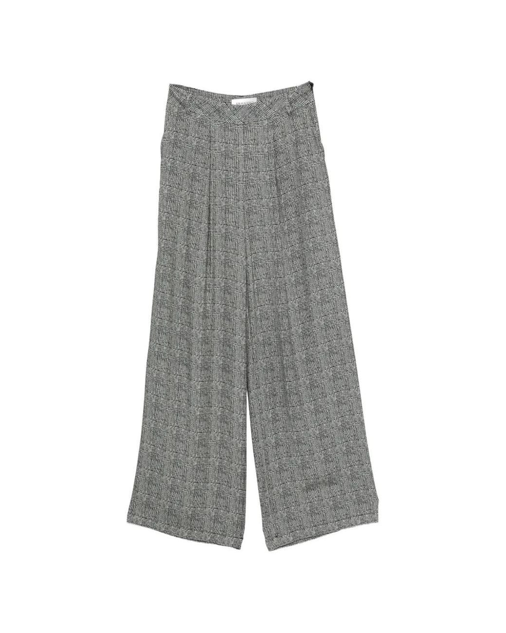 ERMANNO FIRENZE Gray Prince Of Wales Check Palazzo Pants