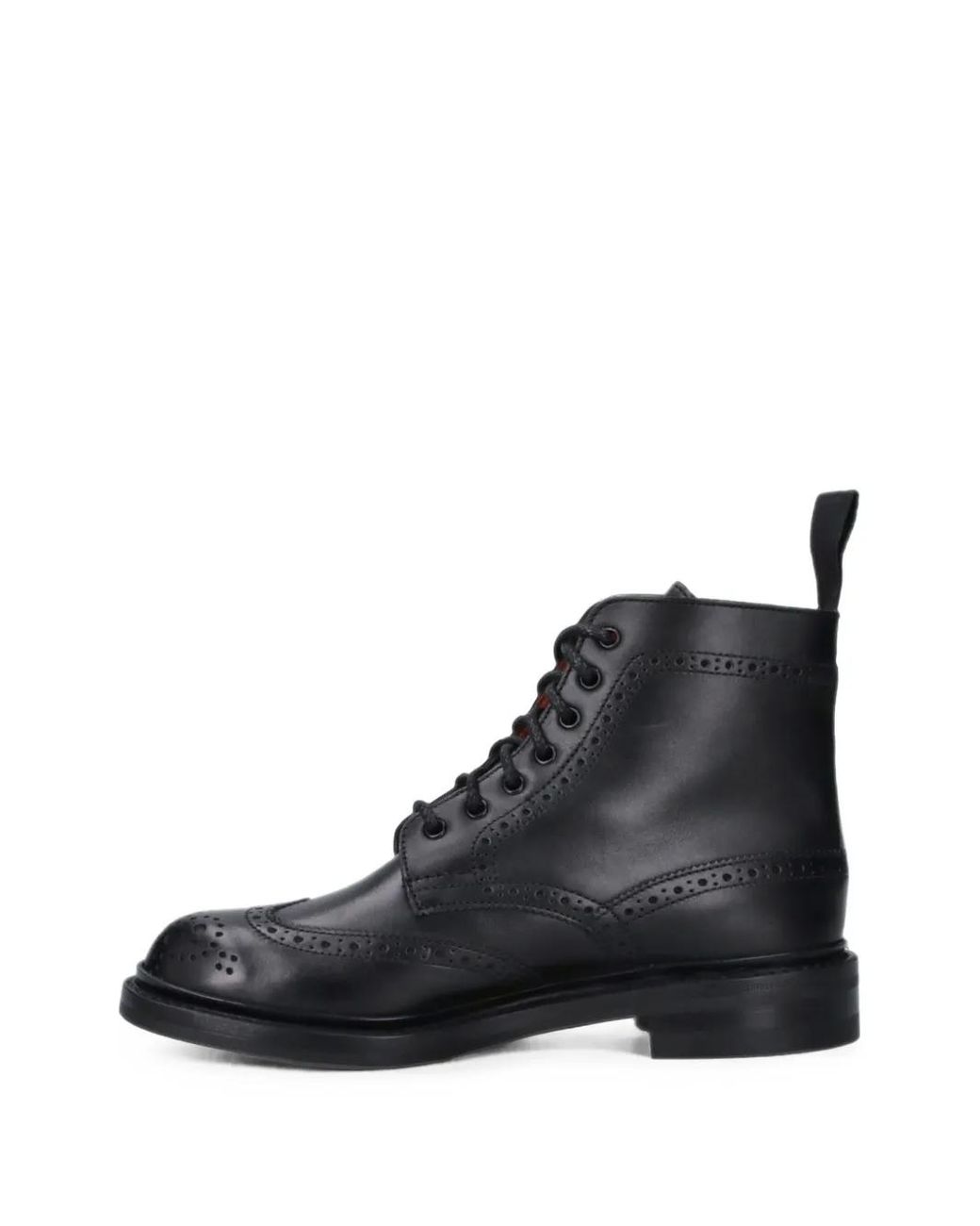 Tricker's Black Stephy Brogue-Detail Lace-Up Boots