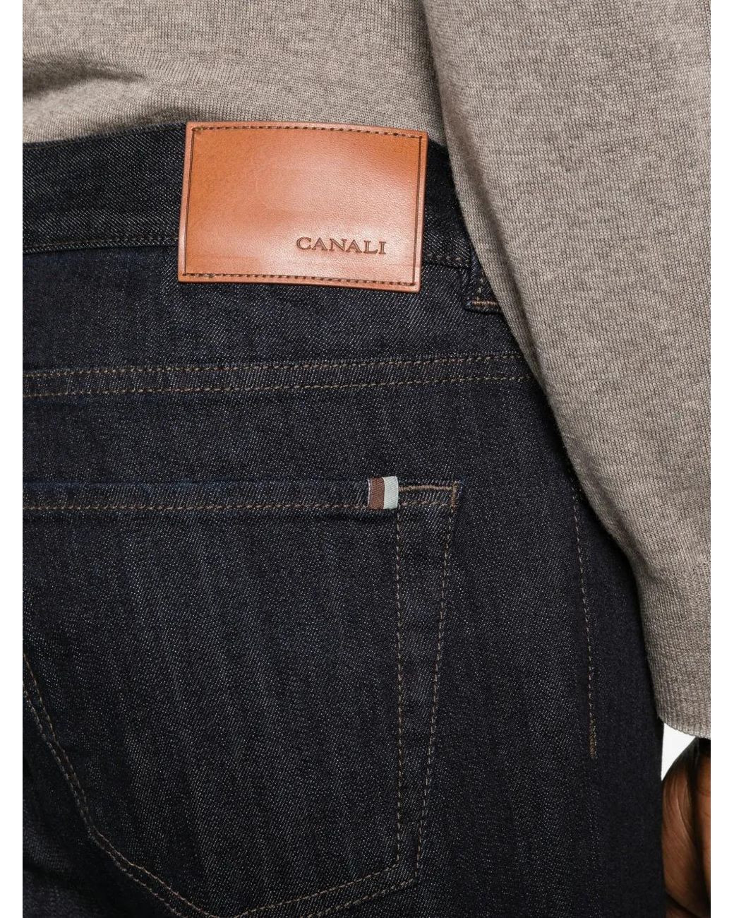 Canali Black Pocket Cotton Jeans for men