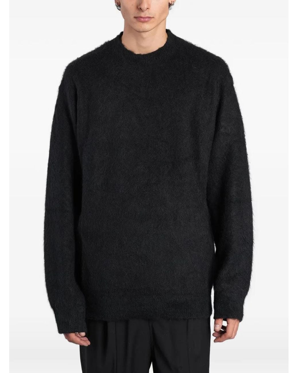 Laneus Black Brushed-Knit Sweater for men