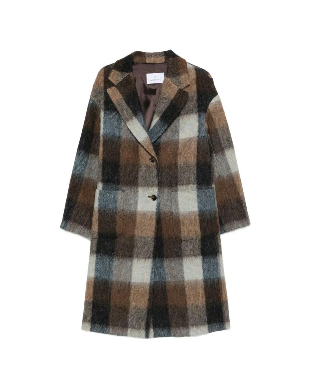 Manuel Ritz Brown Degradé Check Coat
