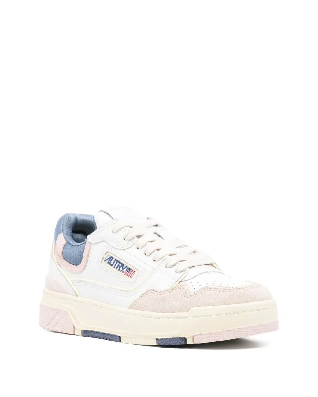 Autry White Sneakers Clc Low Leather And Suede And Peach Whip