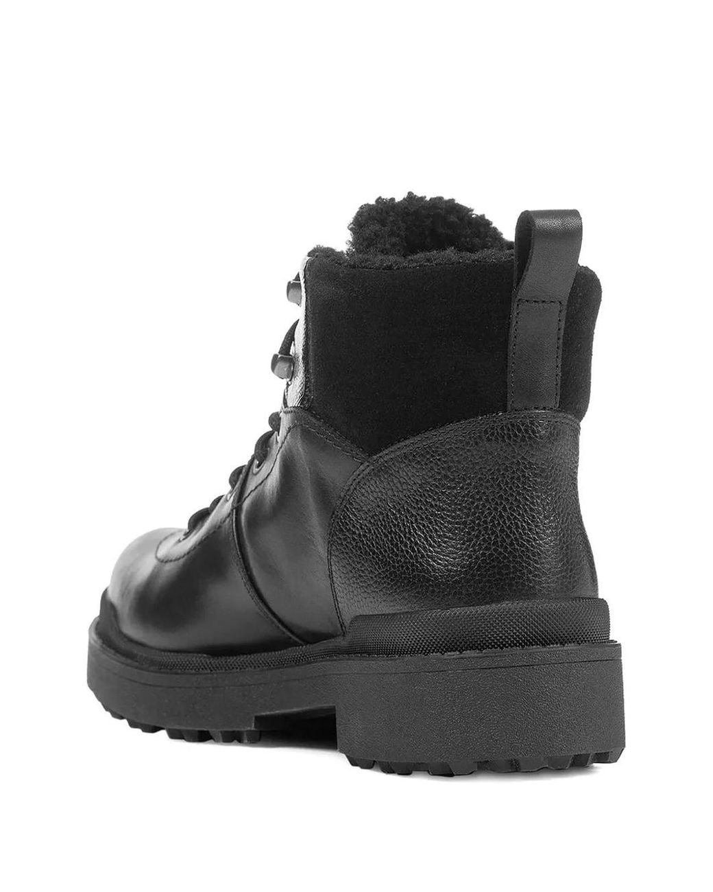Geox Black Lace-Up Shearling-Lined Boots