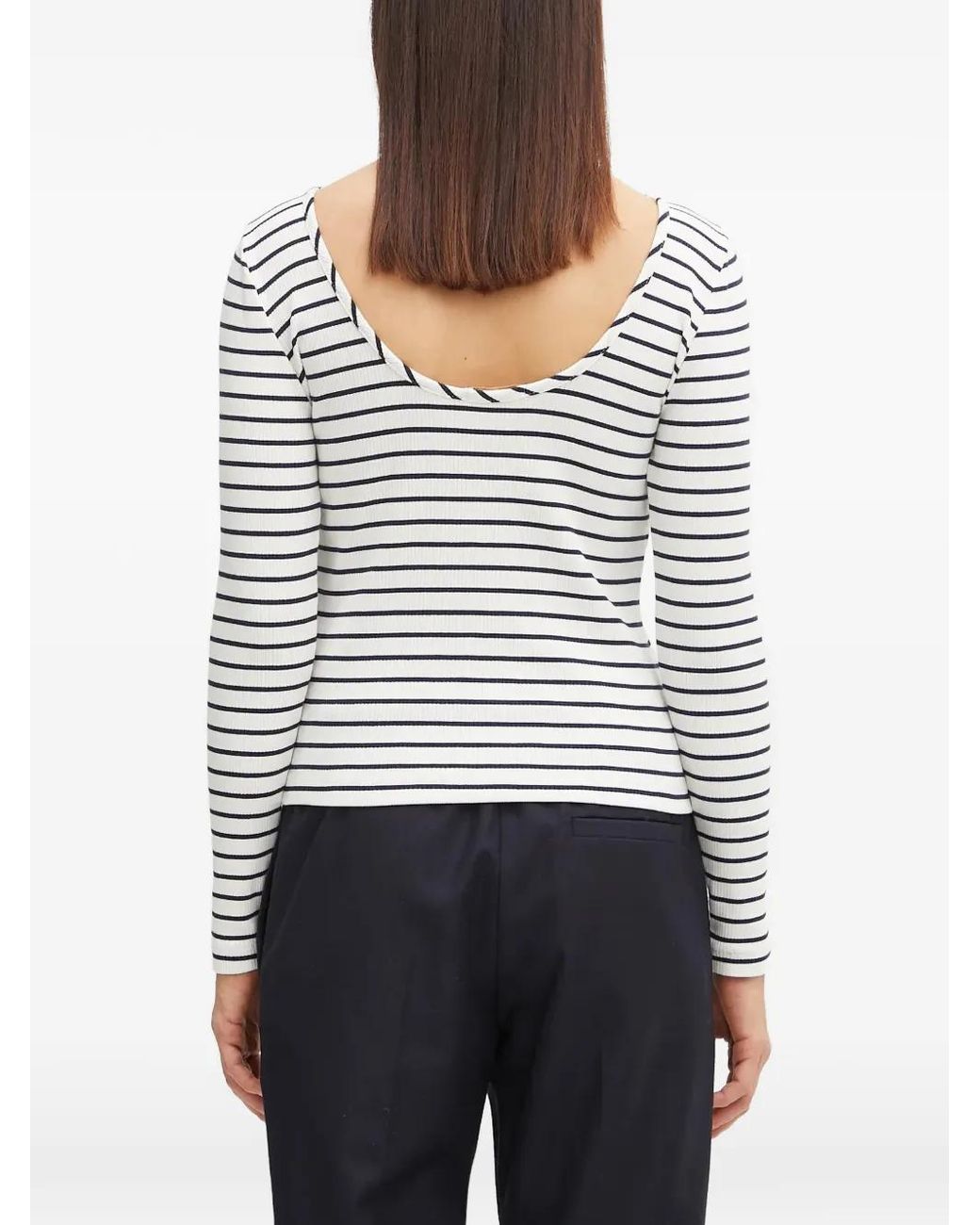 Barbour White Striped Long-Sleeved Top