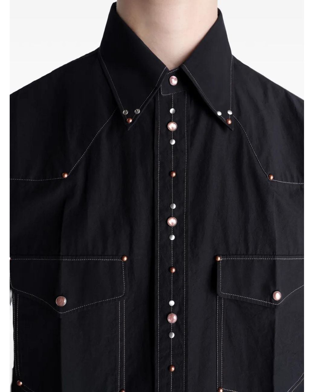 Lemaire Blue Shirt With Studs for men