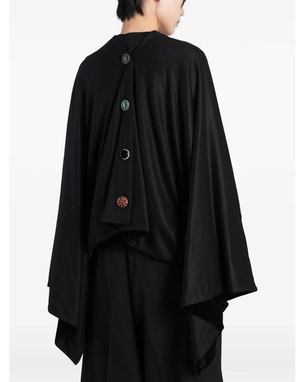Junya Watanabe Black Button-Up Cape-Style Cardigan