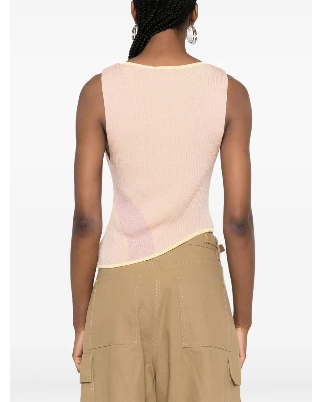 Gcds Natural Comma Asymmetric Ribbed Top