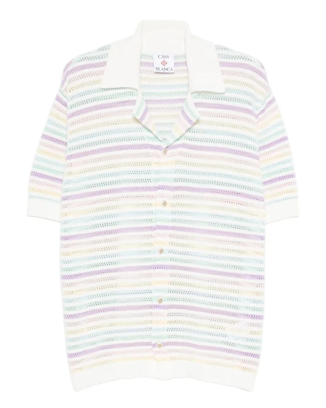 Casablanca White Striped Short-Sleeve Shirt for men