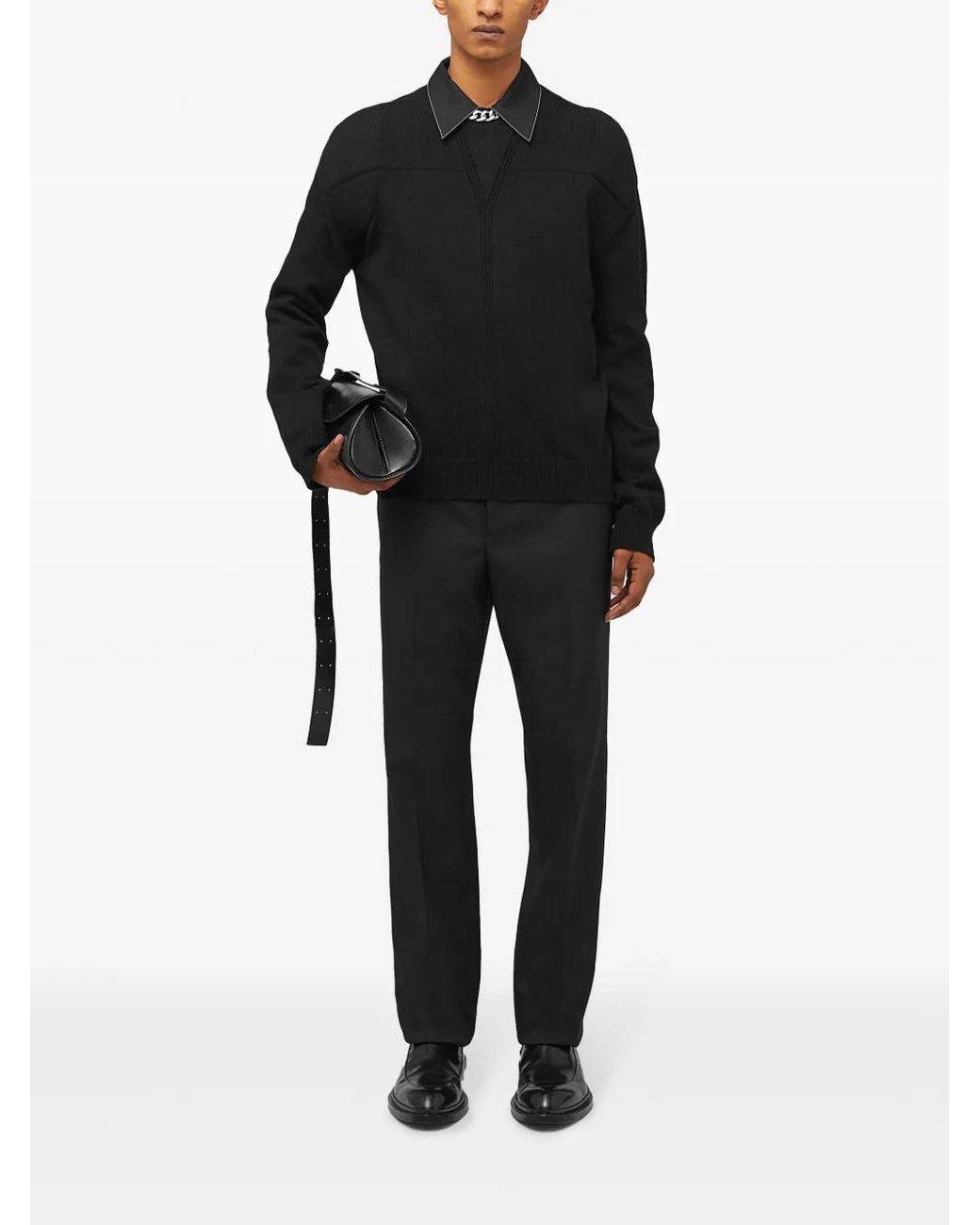 Jil Sander Black Round-Neck Wool-Blend Jumper for men