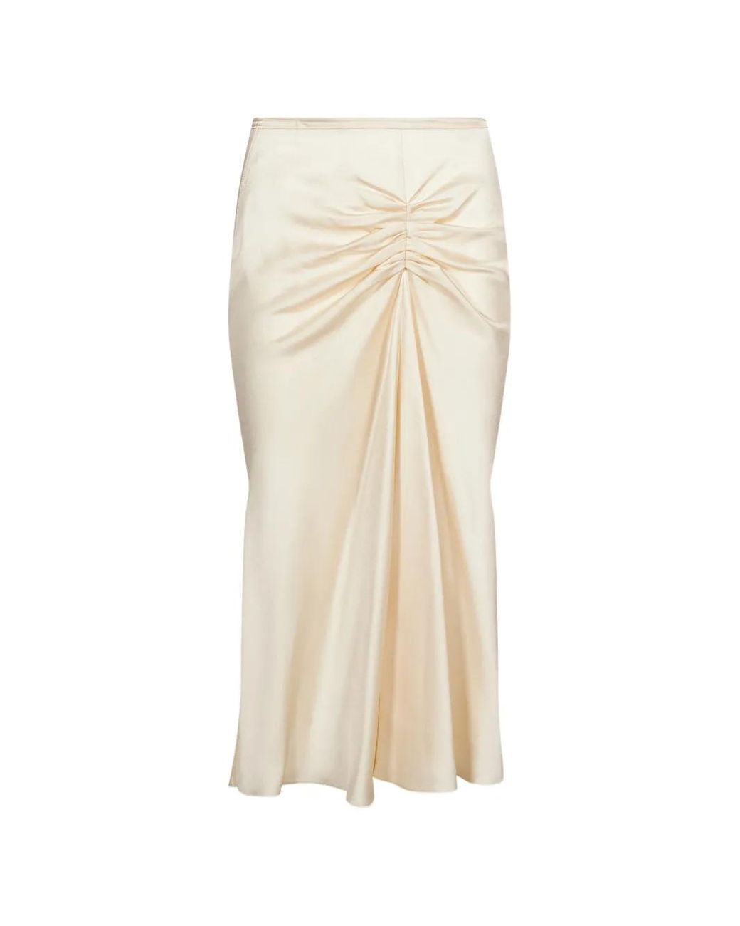 Victoria Beckham White Bela Ruched Midi Skirt