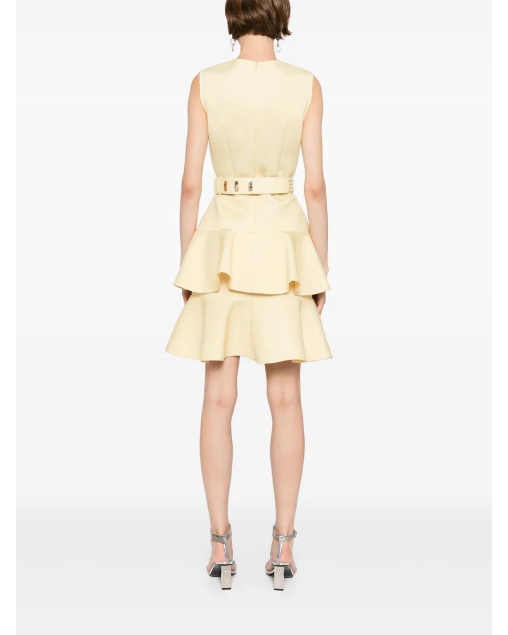 Saiid Kobeisy Natural Ruffled Mini Dress