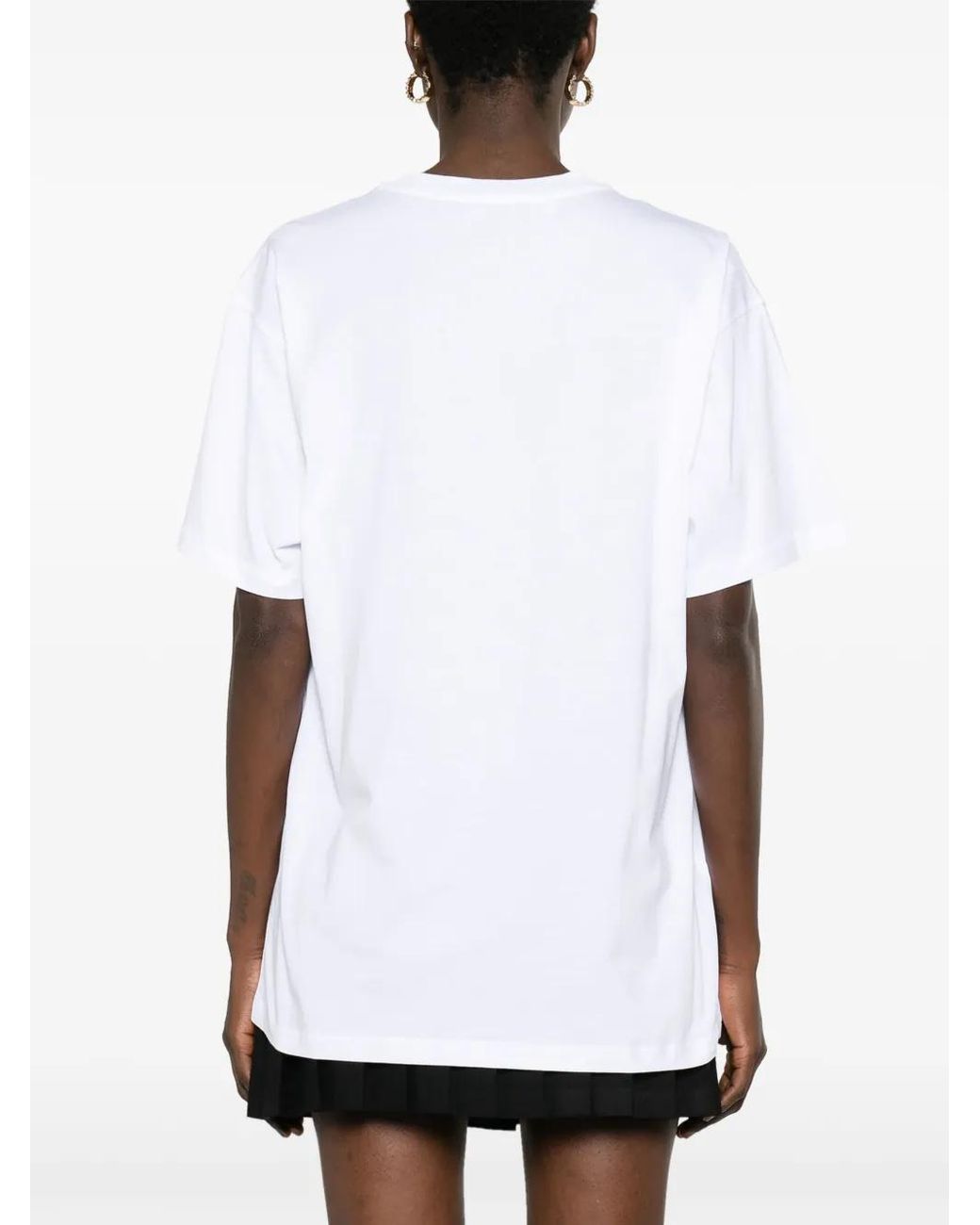 Moschino White Logo-Embroidered Cotton T-Shirt