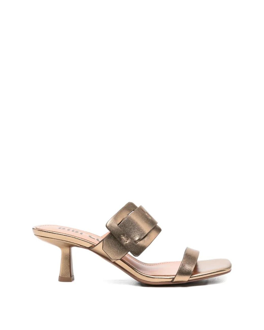 Bibi Lou Brown Buckle-Strap Mules