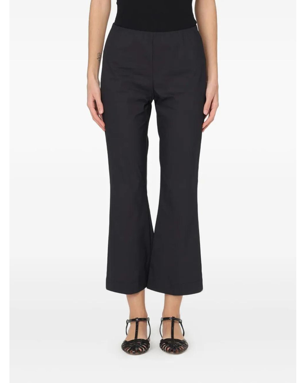 Liviana Conti Black Flared Cropped Trousers