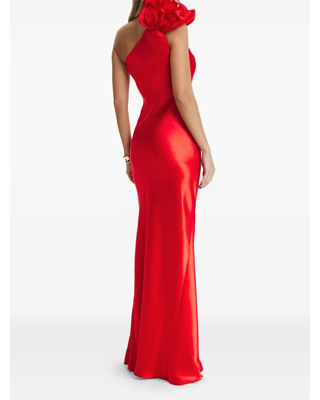 Il Volo Red Aster Flower-Embellishment Maxi Dress