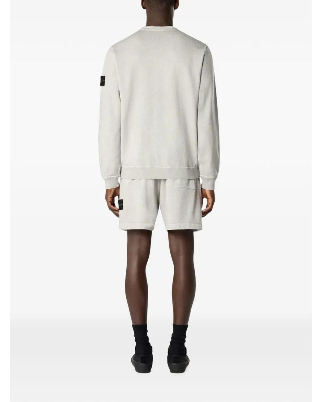 Stone Island White Regular Fit Crew Neck Sweatshirt for men