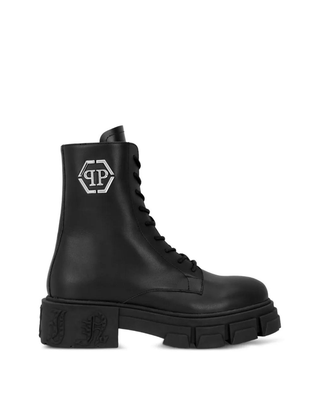 Philipp Plein Black Lace-Up Boots Gothic Plein