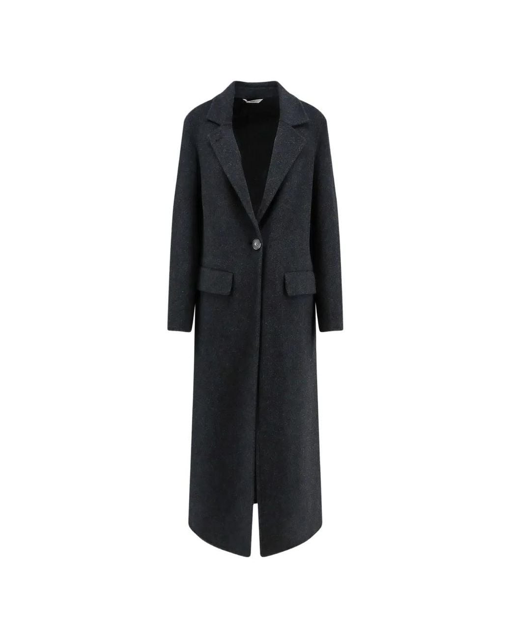 Hevò Black Single-Breasted Notched-Lapels Coat