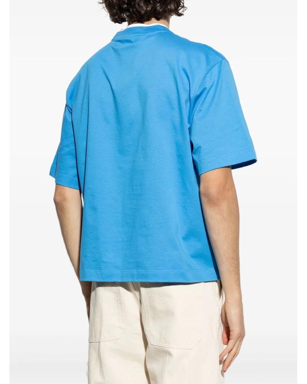 Versace Blue Medusa-Embroidered T-Shirt for men