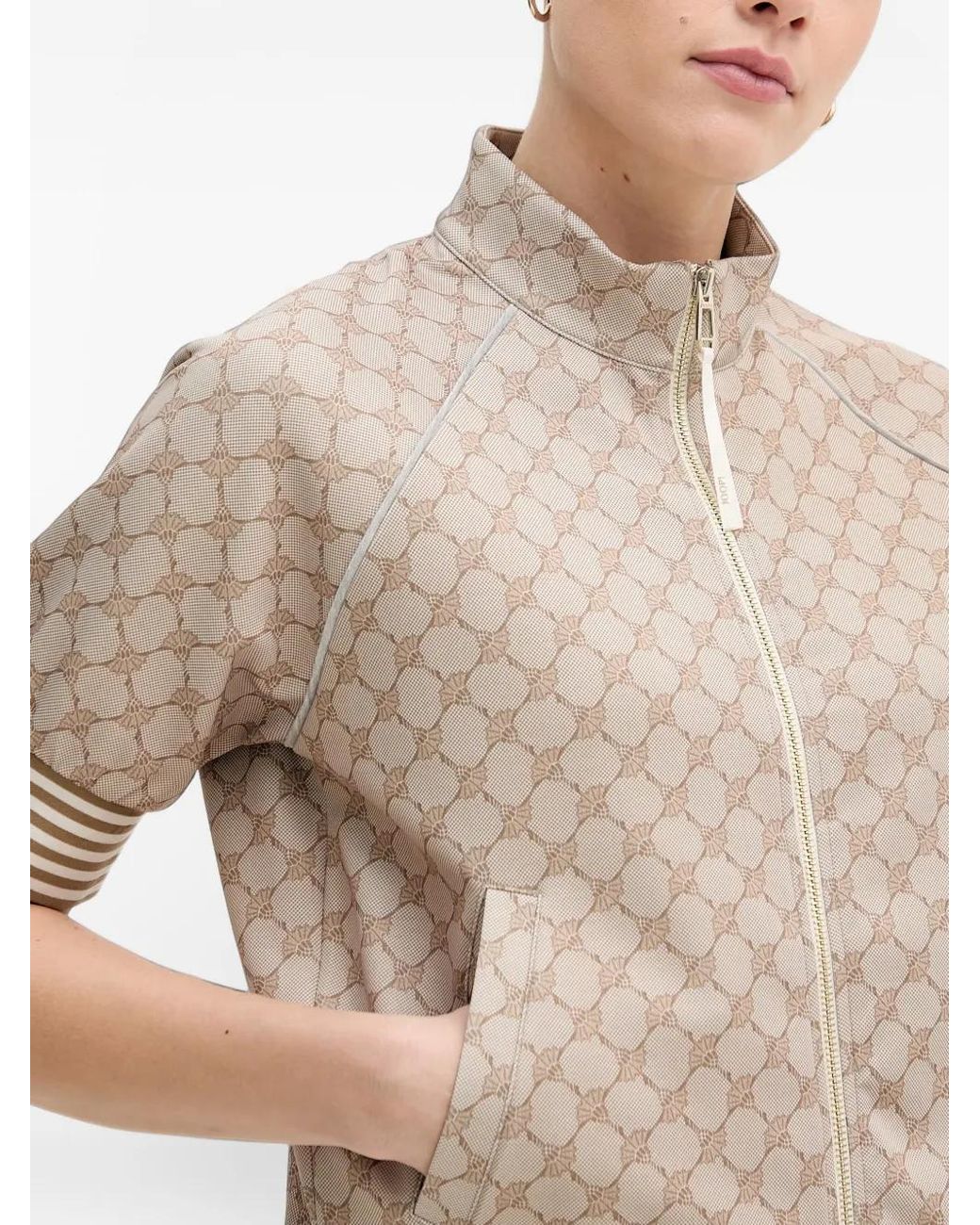 Joop! Natural Monogram-Pattern Zip-Up Jacket